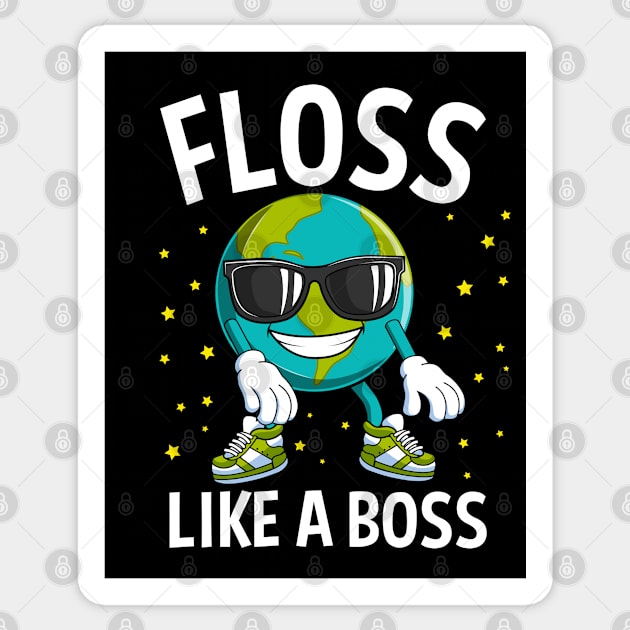 Floss Like A Boss Earth Day Gift For Boys Kids Sticker by HCMGift